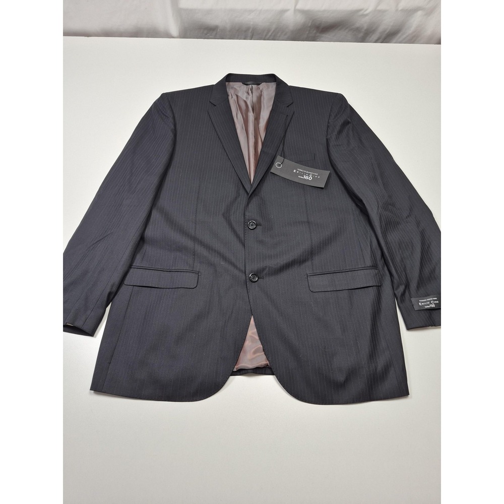 Emilio Ciro Blazer Mens 46L Black Pinstripe 100% Wool Turbo 160 Made Italy
